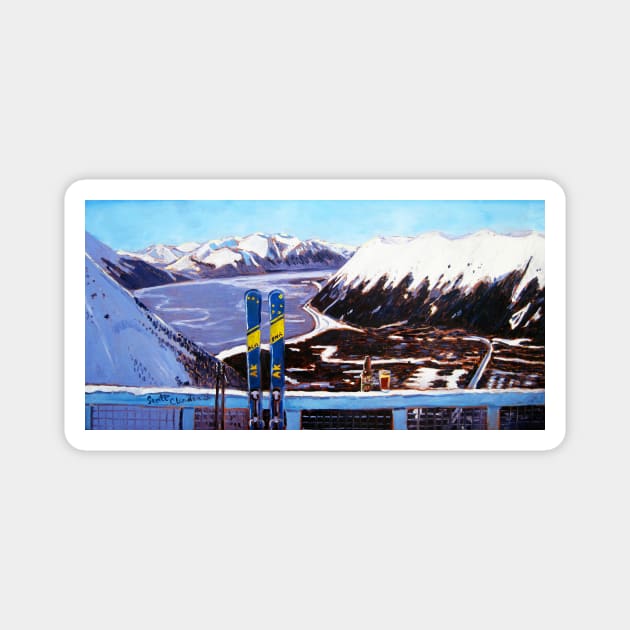 Alaska Skiing Shirt, Downhill Skis, Gift for Skier, Girdwood, Mt. Alyeska, Gift for Alaskan, Skiing Art, Skis Art Magnet by realartisbetter