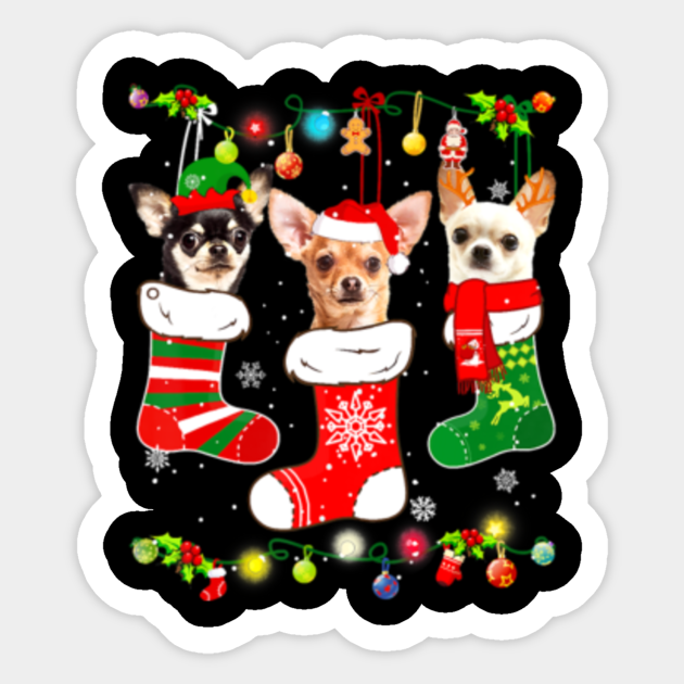 Chihuahua Christmas Lights Funny Xmas Dog Lover Chihuahua Christmas Sticker Teepublic