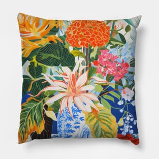 Flowers Still Life Boho Painting Pillow