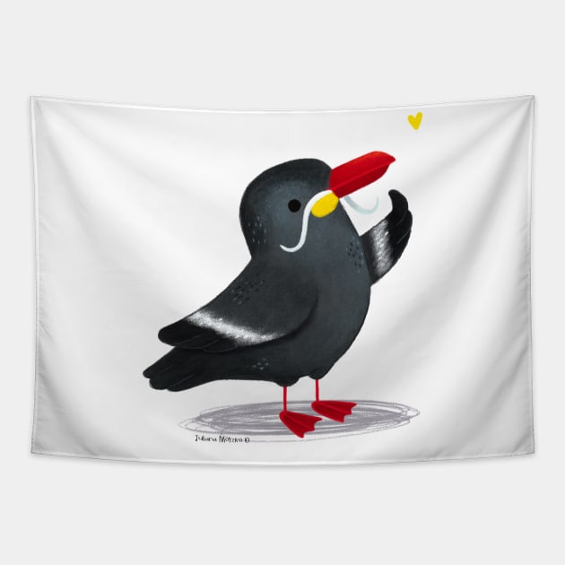 Inca tern bird with a yellow heart Tapestry by julianamotzko