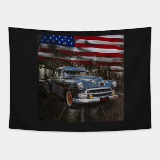 American Classic on a City Street with American Flag Tapestry