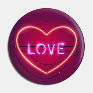 Pink Love in the Heart Neon Sign Pin