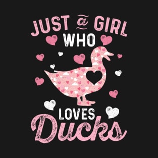 Just A Girl Who Loves Ducks Florals Farmer Girl T-Shirt