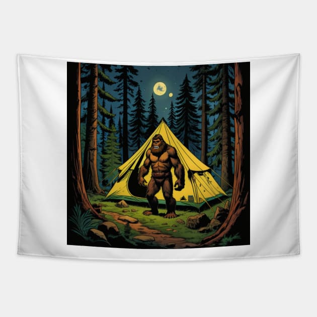 Bigfoot In The Campsite Tapestry by UFO CHRONICLES PODCAST