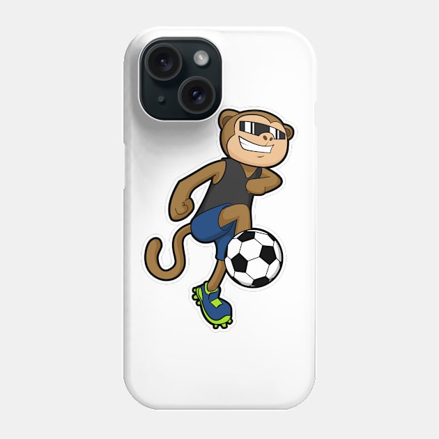 Monkey as Soccer player at Soccer Phone Case by Markus Schnabel