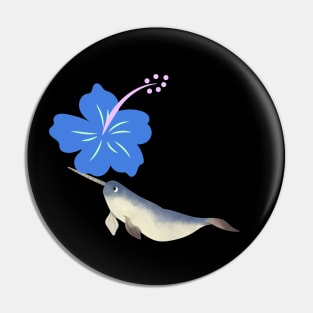 Narwhal Hawaiian Blue Ice Hibiscus Flower Pin