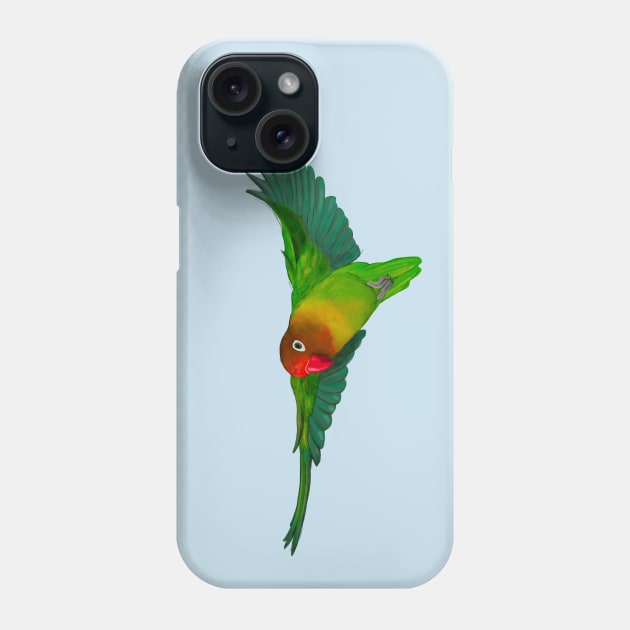 Flying lovebird digital drawing Phone Case by Bwiselizzy