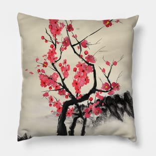 Cherry tree sumie Pillow