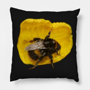 Bumble Bee on Yellow Petal Pillow