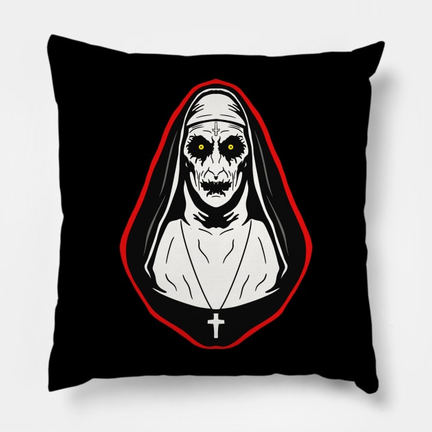 scary nun Pillow by Tameink