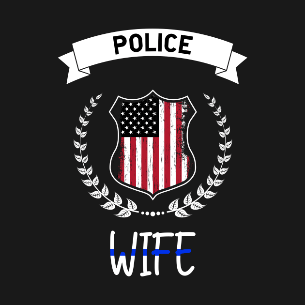 Police Wife - American Flag - Thin Blue Line by 5StarDesigns