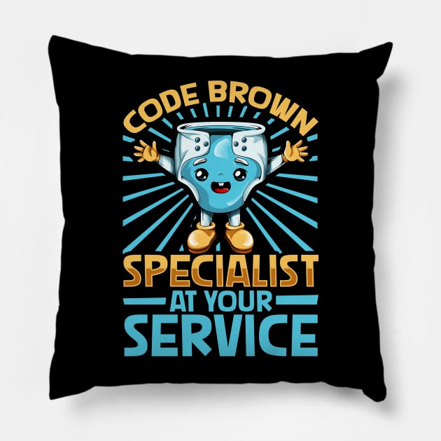 Code brown specialist - baby diapering Pillow by Modern Medieval Design