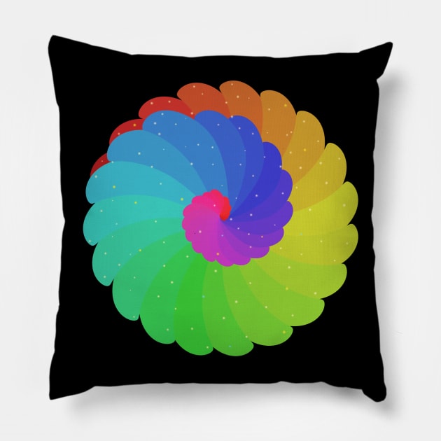 Rainbow Spiral Flower Pillow by EmmyJ