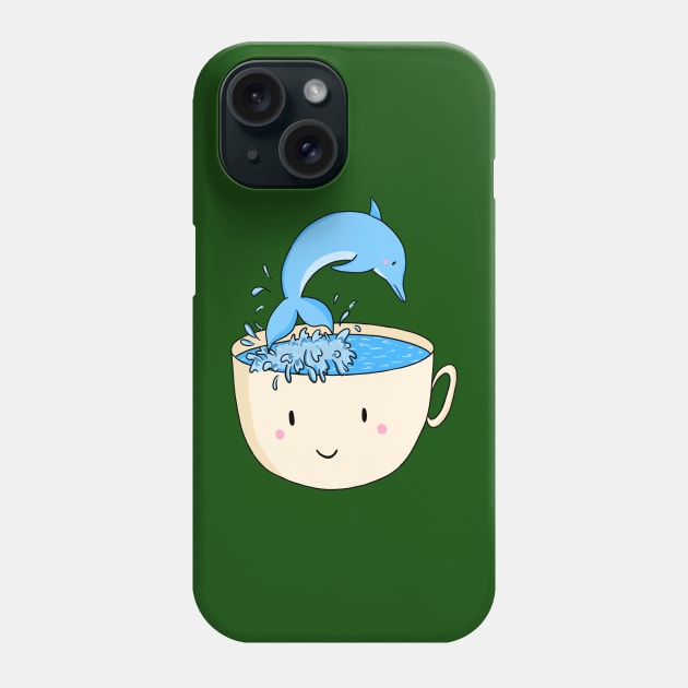 Dolphin Swimming In A Cup Of Tea Phone Case by Lizzamour