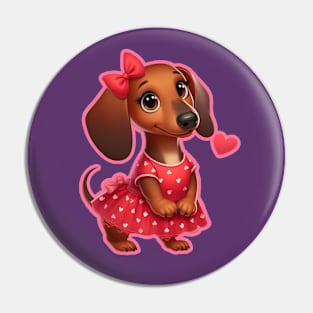 Dachshund Diva Valentine Glow Pin