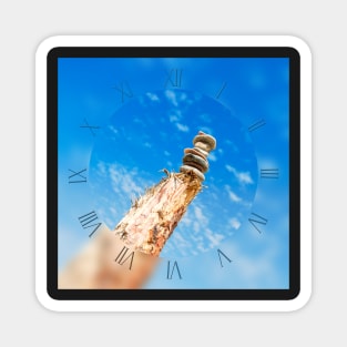 Stack of ZEN stones under blue cloudy sky Magnet