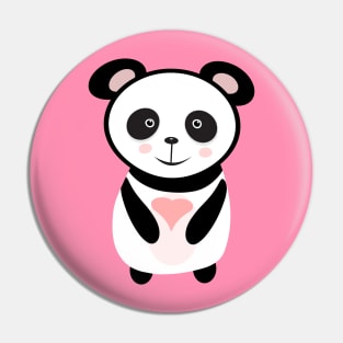 Panda holding love heart Pin