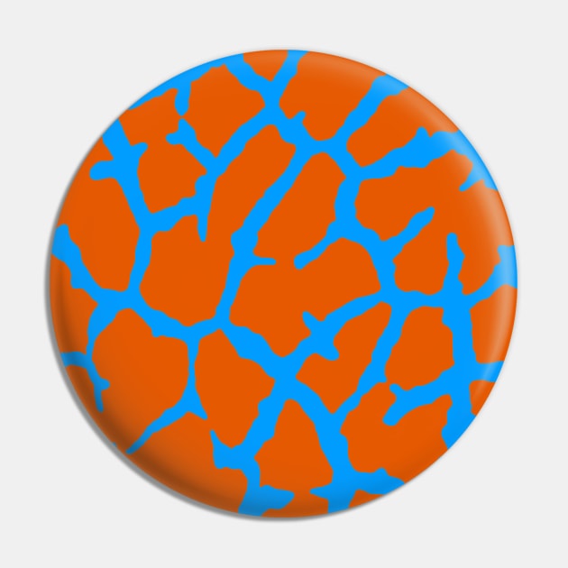 Giraffe Print Orange Cyan Pin by BlakCircleGirl