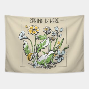 Spring is here , Frog and Flowers  Design Tapestry