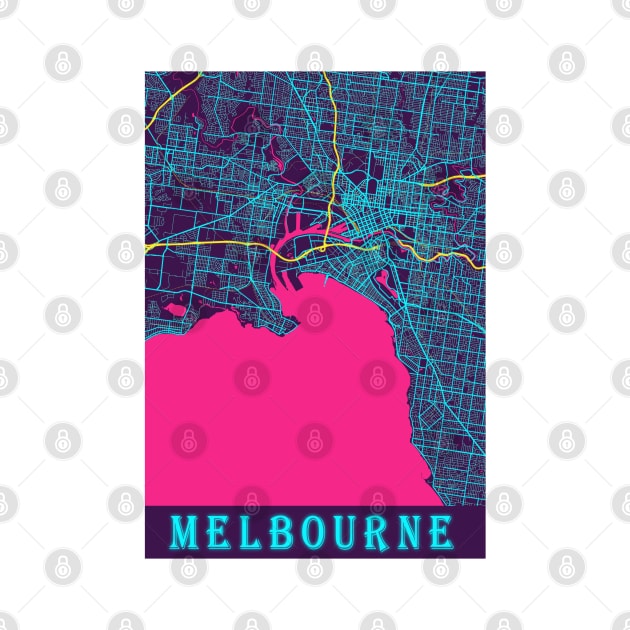 Melbourne Neon City Map by tienstencil