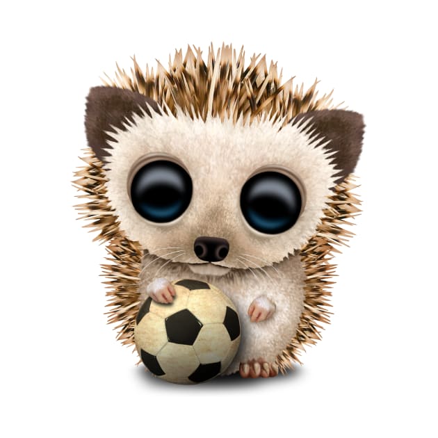 Cute Baby Hedgehog With Football Soccer Ball by jeffbartels