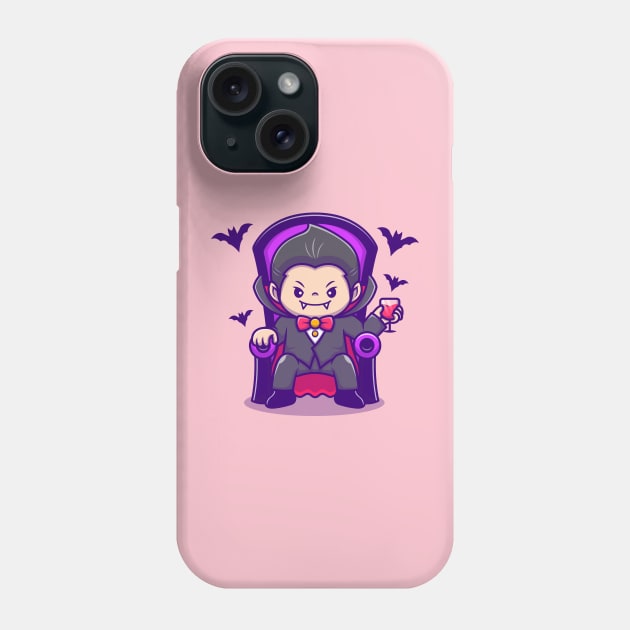 Cute Dracula Sit On Sofa With Blood Juice And Bats Phone Case by Catalyst Labs