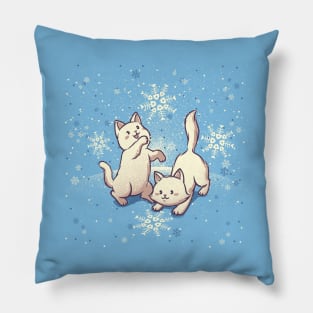 Cats Playing With Snowflakes by Tobe Fonseca Pillow