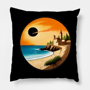 Sun-Kissed Serenity: The Blue Beach Delight Pillow