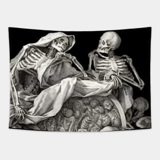 Friendly Chatting Skeletons Tapestry
