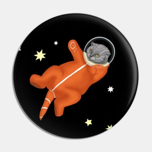 Space cat. Cat astronaut. Cat in an orange spacesuit Pin