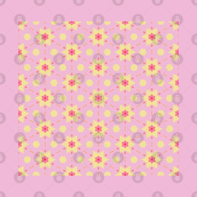 Psychedelic 1960s retro yellow and pink stars pattern by F-for-Fab