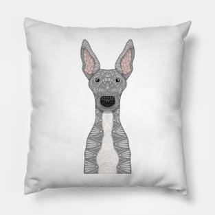 Greyhound -blue and white Pillow