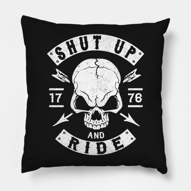 BIKER - SHUT UP AND RIDE - MOTORCYCLE GANG Pillow by Tshirt Samurai