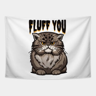 Grumpy Fluff: Cat with Attitude Tapestry