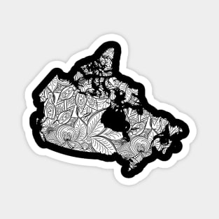 Mandala art map of Canada with text in white Magnet