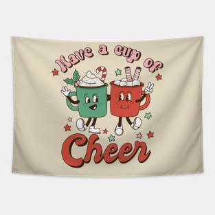 Retro Christmas Have a Cup of Cheer Hot Coco Tapestry