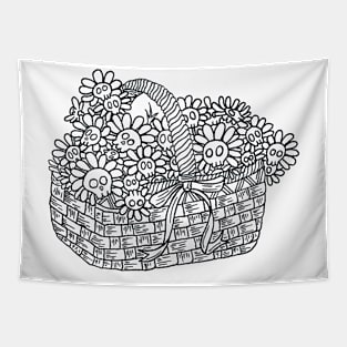 The Elegance of skull & Flower Baskets Tapestry