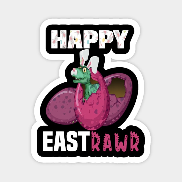 Happy EastRawr Funny t-Rex bunny Easter gift Magnet by DODG99