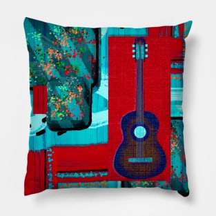 Overreach Mod Abstract Music Collage Pillow