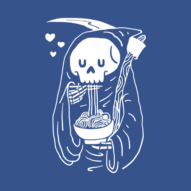 Discover Cute grim reaper eating delicious Ramen noodles - Ramen - T-Shirt