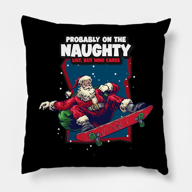 Skater Santa Clause Christmas Pillow by DAGHO