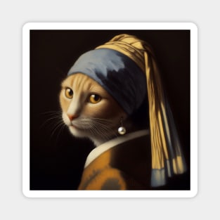 Cat with a Pearl Earring Magnet