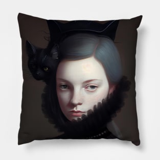 Miss black kitty Pillow