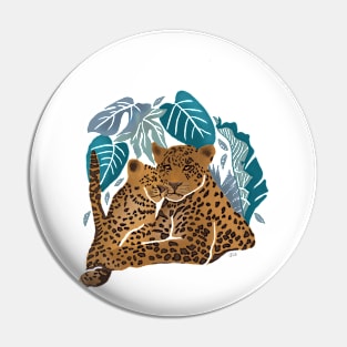 Leopard Mum and cub print Pin