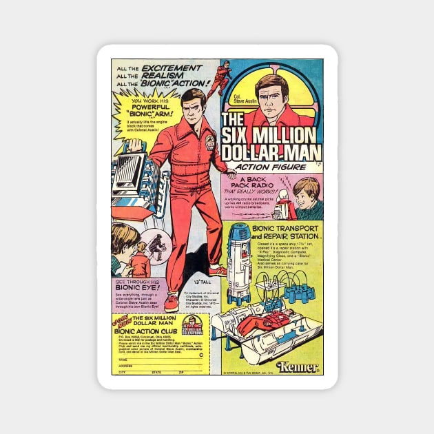 Vintage Six Million Dollar Man Magnet by Blueasri