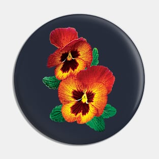 Pansies - Bronze and Yellow Pansies Pin