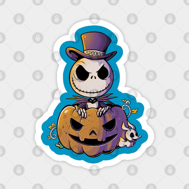 Spooky Jack Scary Pumpkin Halloween - Light Magnet by eduely