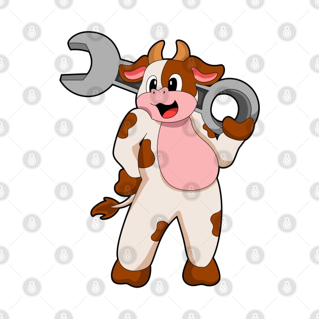 Cow as Mechanic with Wrench by Markus Schnabel