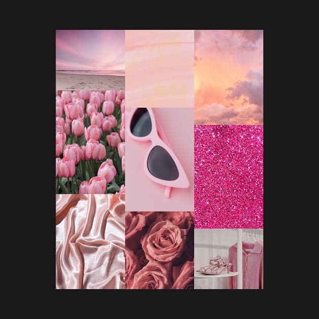 Pink Tulips and Glitter Print by madiwestdal