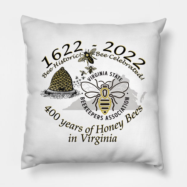 VSBA 400yr Anniversary T-Shirt Logo Pillow by Virginia State Beekeepers